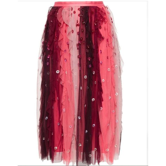 Needle & Thread sequin-embellished tulle midi skirt 8/ Medium Fairycore NEW $346 - Picture 1 of 5